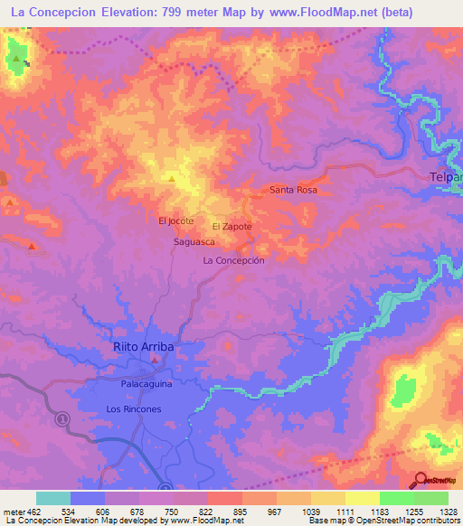 La Concepcion,Nicaragua Elevation Map