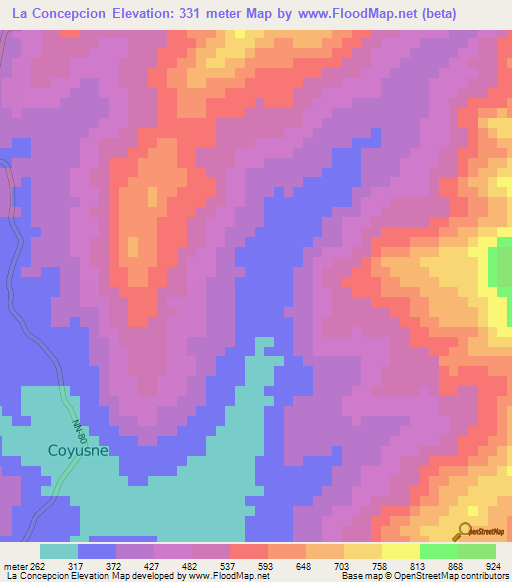 La Concepcion,Nicaragua Elevation Map