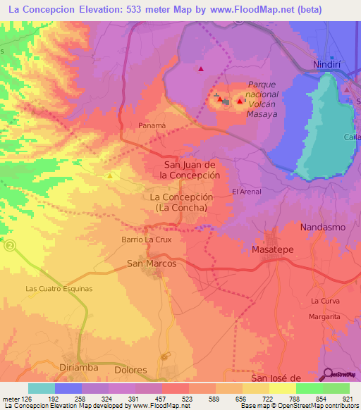 La Concepcion,Nicaragua Elevation Map