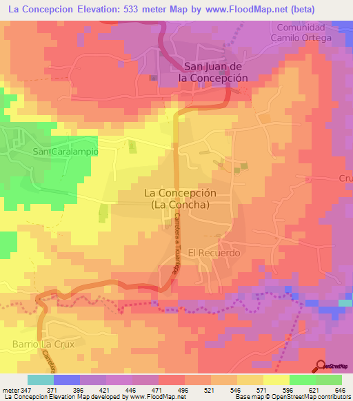 La Concepcion,Nicaragua Elevation Map