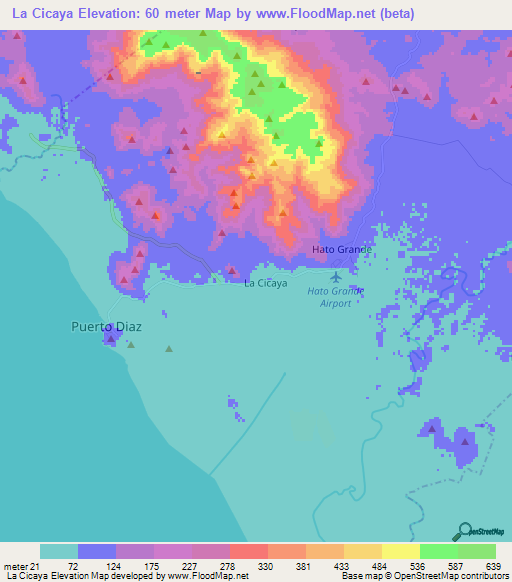 La Cicaya,Nicaragua Elevation Map