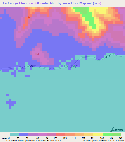 La Cicaya,Nicaragua Elevation Map