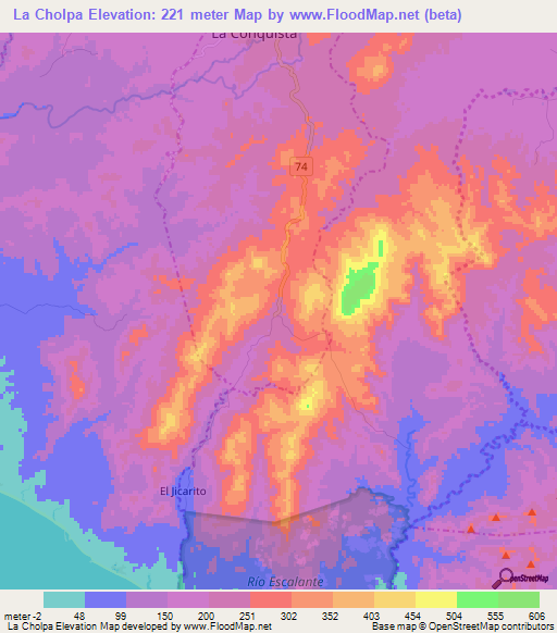 La Cholpa,Nicaragua Elevation Map