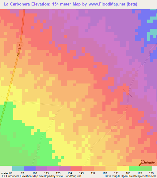 La Carbonera,Nicaragua Elevation Map