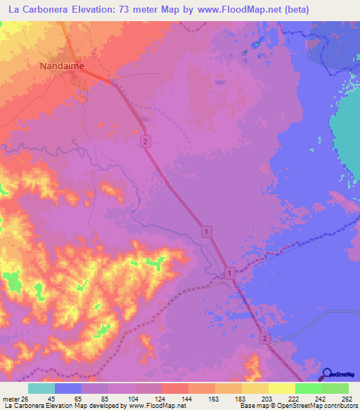 La Carbonera,Nicaragua Elevation Map