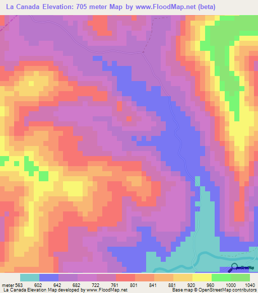 La Canada,Nicaragua Elevation Map
