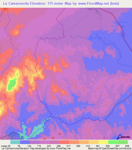 La Camaroncita,Nicaragua Elevation Map