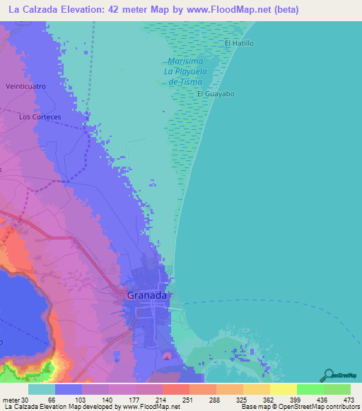 La Calzada,Nicaragua Elevation Map