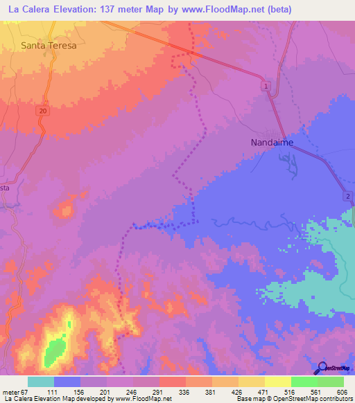 La Calera,Nicaragua Elevation Map