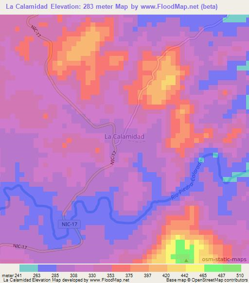 La Calamidad,Nicaragua Elevation Map
