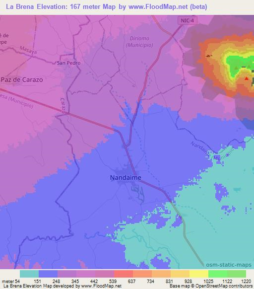 La Brena,Nicaragua Elevation Map