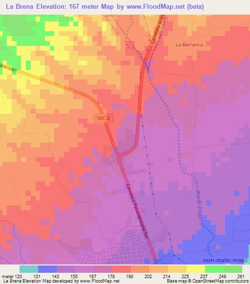 La Brena,Nicaragua Elevation Map