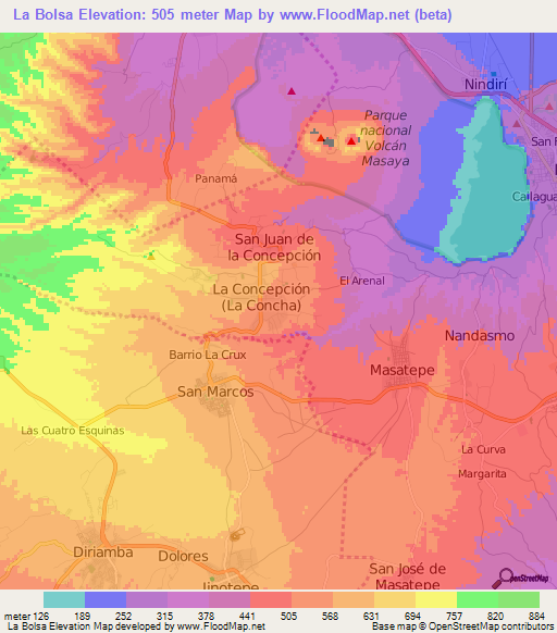 La Bolsa,Nicaragua Elevation Map