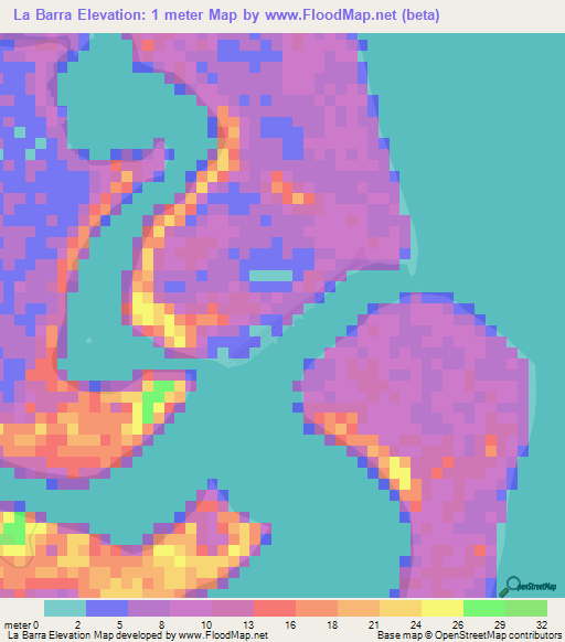 La Barra,Nicaragua Elevation Map