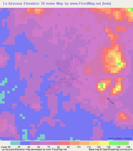 La Azucena,Nicaragua Elevation Map