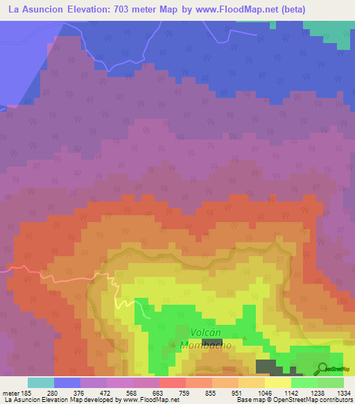 La Asuncion,Nicaragua Elevation Map