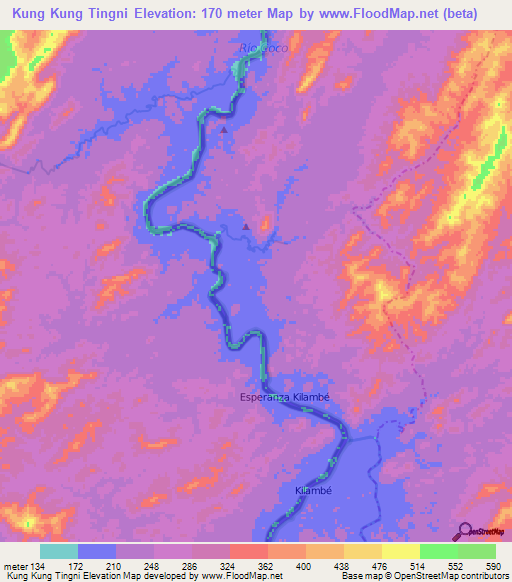 Kung Kung Tingni,Nicaragua Elevation Map