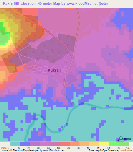 Kukra Hill,Nicaragua Elevation Map