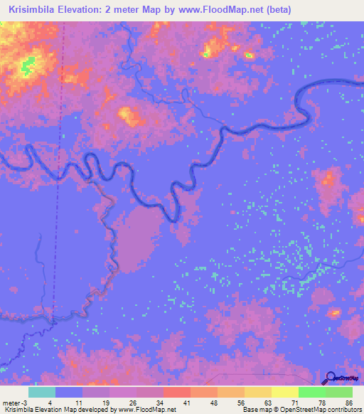Krisimbila,Nicaragua Elevation Map