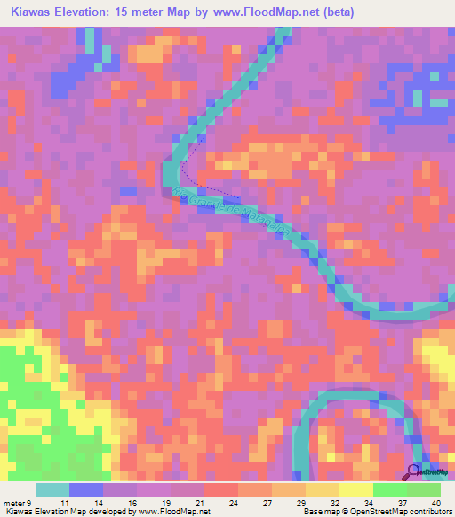 Kiawas,Nicaragua Elevation Map