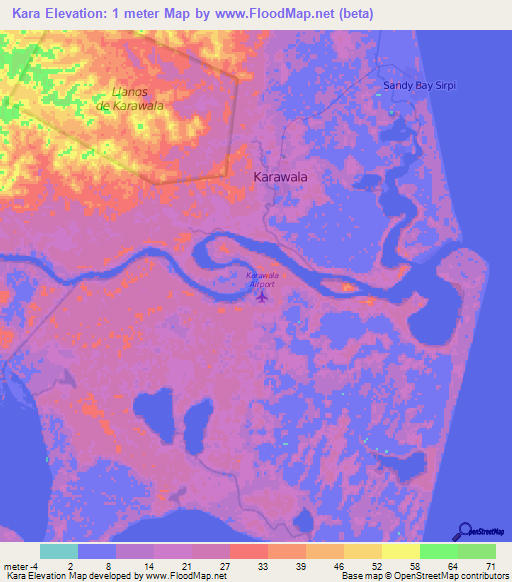 Kara,Nicaragua Elevation Map