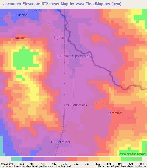 Jocomico,Nicaragua Elevation Map