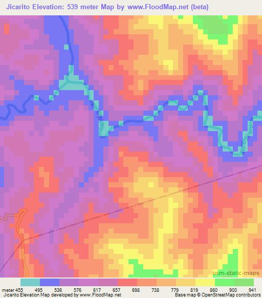 Jicarito,Nicaragua Elevation Map