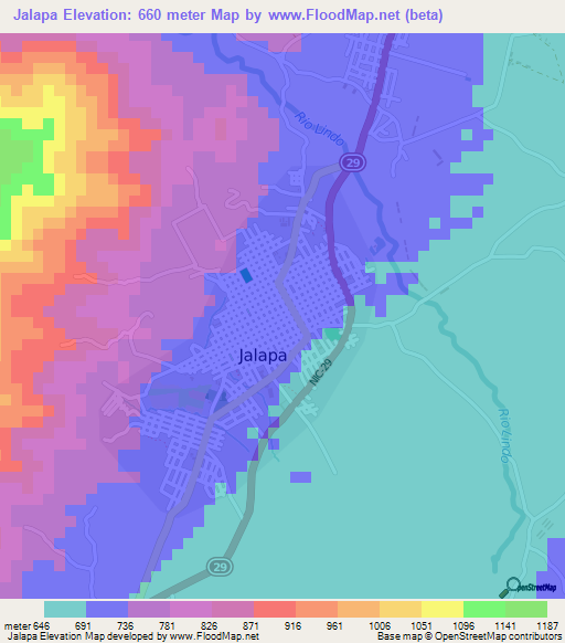Jalapa,Nicaragua Elevation Map