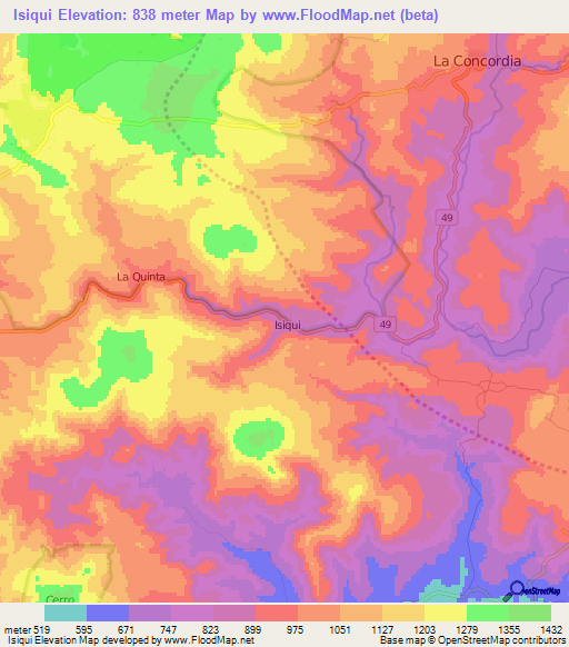 Isiqui,Nicaragua Elevation Map