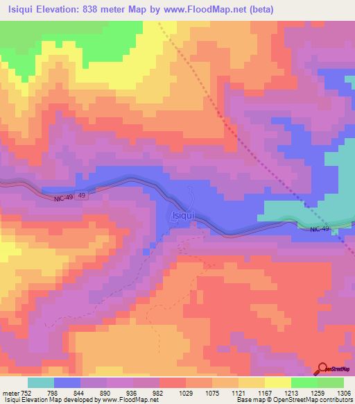 Isiqui,Nicaragua Elevation Map