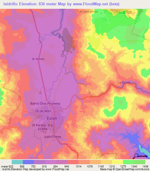 Isidrillo,Nicaragua Elevation Map