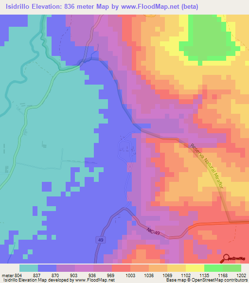 Isidrillo,Nicaragua Elevation Map