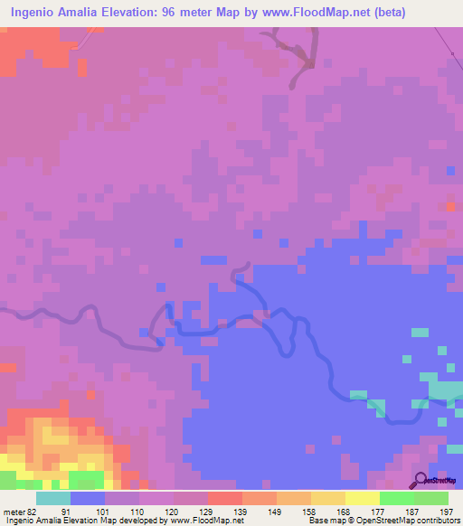 Ingenio Amalia,Nicaragua Elevation Map