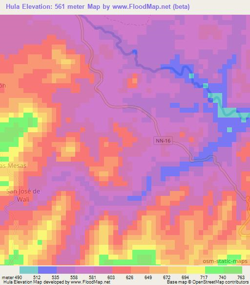 Hula,Nicaragua Elevation Map