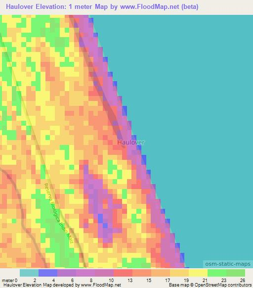 Haulover,Nicaragua Elevation Map