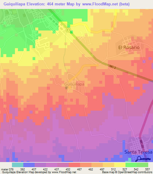 Guiquiliapa,Nicaragua Elevation Map