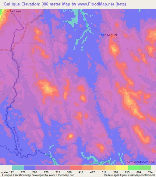 Guilique,Nicaragua Elevation Map