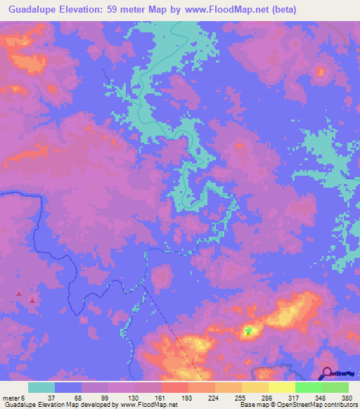 Guadalupe,Nicaragua Elevation Map