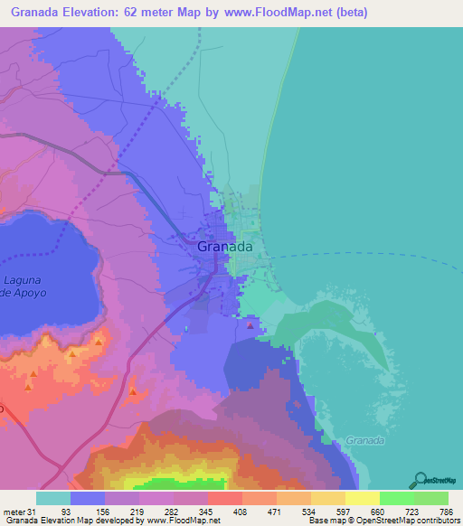 Granada,Nicaragua Elevation Map