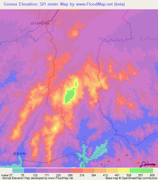 Gomez,Nicaragua Elevation Map