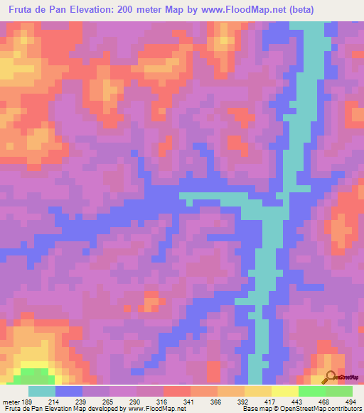 Fruta de Pan,Nicaragua Elevation Map