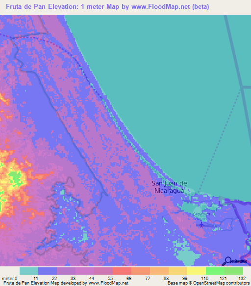 Fruta de Pan,Nicaragua Elevation Map