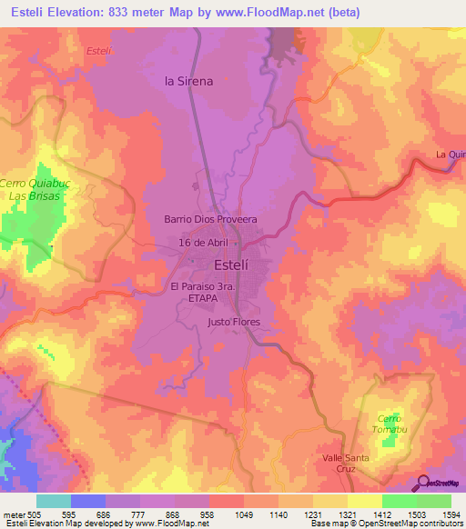 Esteli,Nicaragua Elevation Map