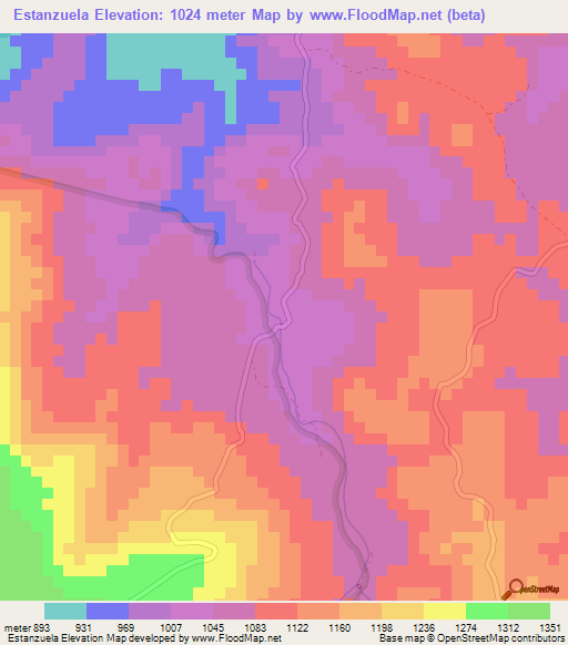 Estanzuela,Nicaragua Elevation Map