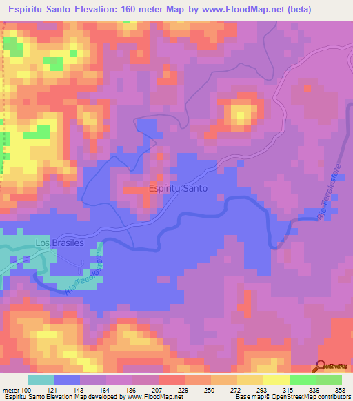 Espiritu Santo,Nicaragua Elevation Map