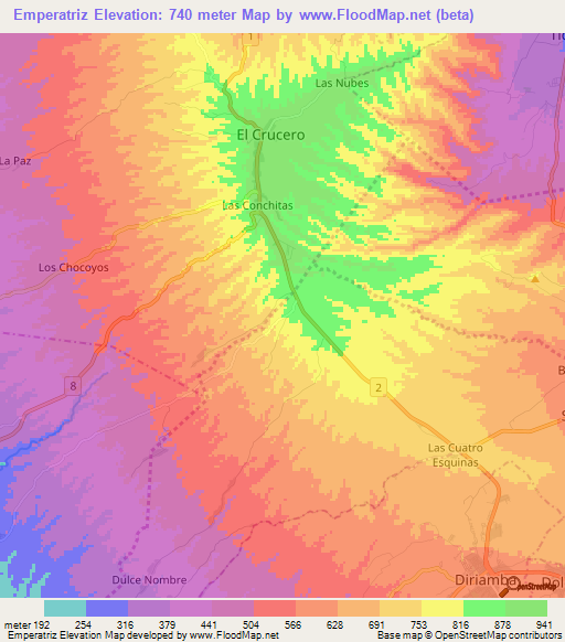 Emperatriz,Nicaragua Elevation Map