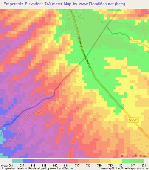 Emperatriz,Nicaragua Elevation Map