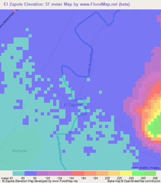 El Zapote,Nicaragua Elevation Map