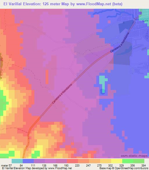 El Varillal,Nicaragua Elevation Map
