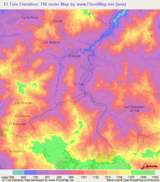 El Tule,Nicaragua Elevation Map
